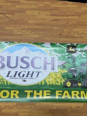 Busch Light John Deere Banner 18x40 Farmers Beer Sign Farm Decor Tractor
